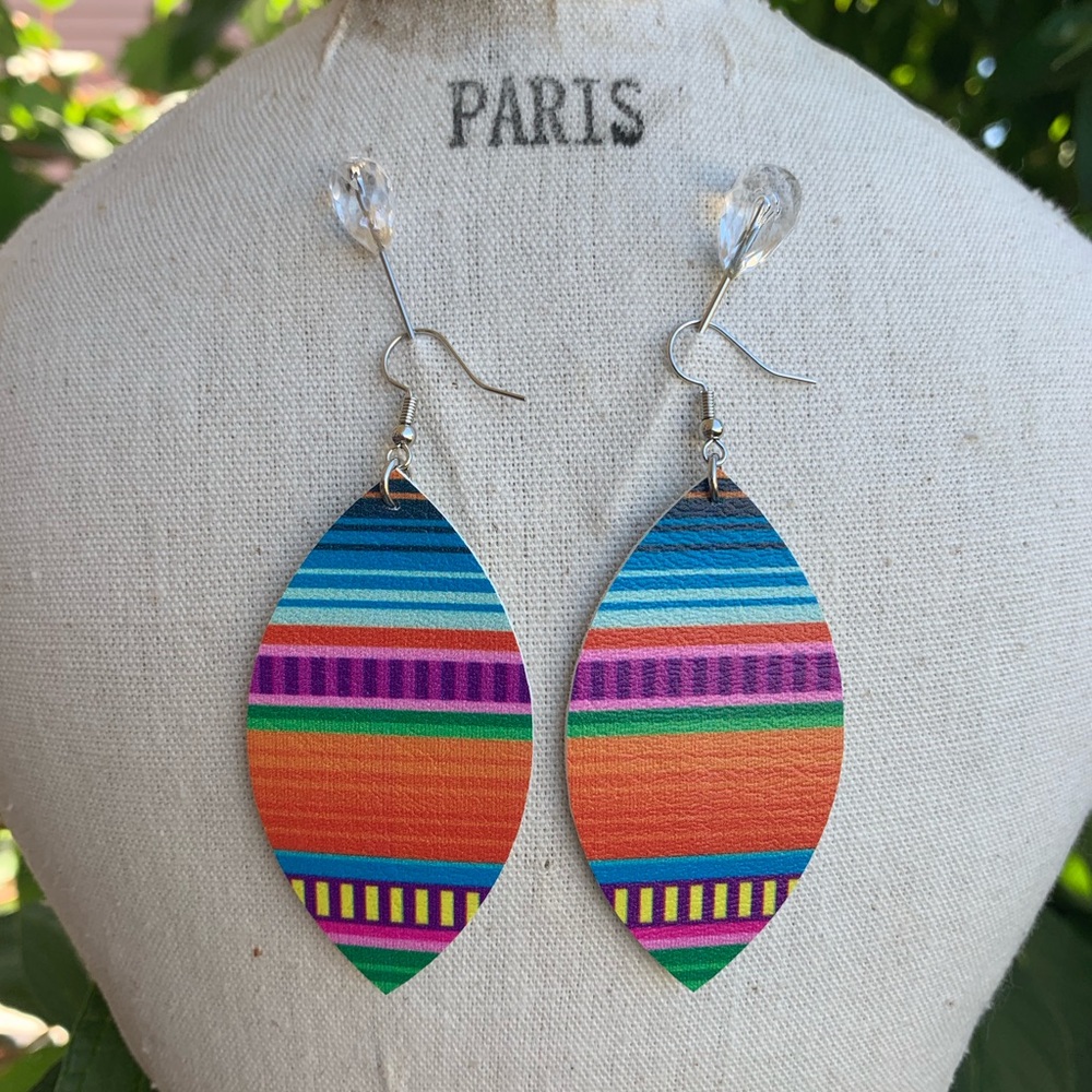 Serape Faux Leather Earrings
